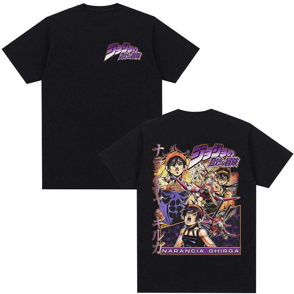 Аниме JoJo s Bizarre Adventure Футболка Наранча Гирга Манга Графический Принт Футболки Мужская Женская Повседневная Мода Футболка с Коротким Рукавом 4XL