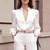 Spring/Autumn 2025 Slim Fit Satin Long Sleeve Top for Women