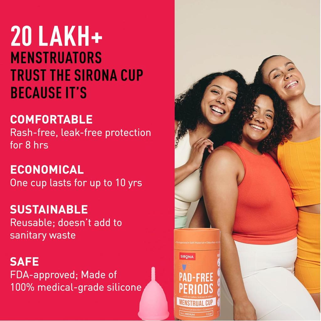 Wiederverwendbare Menstruationstasse für Mädchen & Frauen | Mittlere Größe mit Beutel (Packung mit 1)  | FDA-registriert