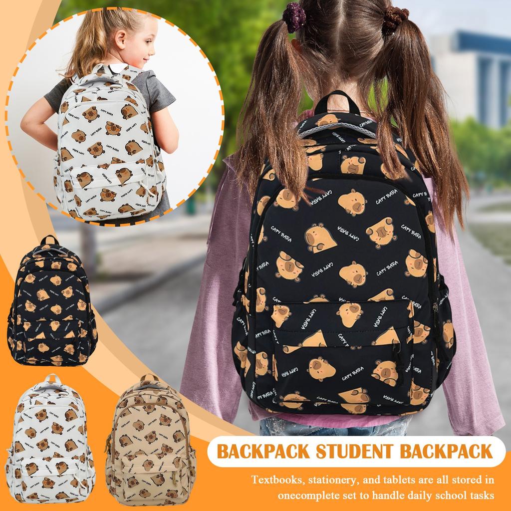 Batoh CAPY BARA pro ženy, Kreslený roztomilý batoh pro dívky, Velkokapacitní batoh pro studenty středních a vysokých škol