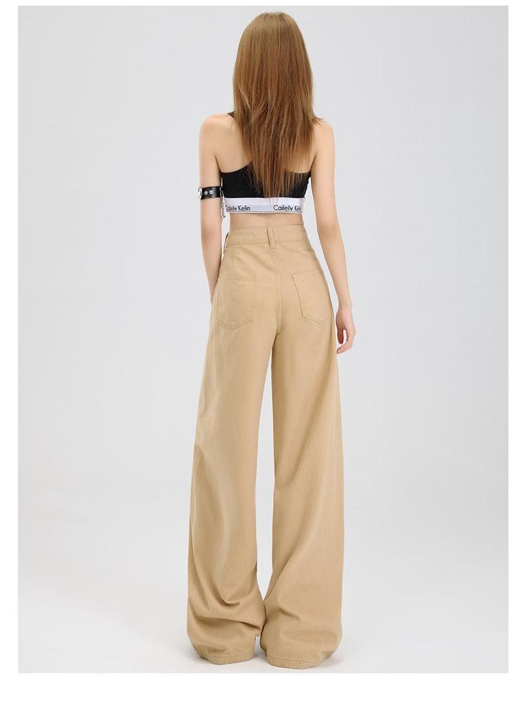 Women's American Loose Jeans: Autumn Belted Design, Slimming Straight-Leg, Wide-Leg Floor-Length Pants