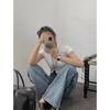 Slim Round Neck Solid Color Clean Short-sleeved T-shirt