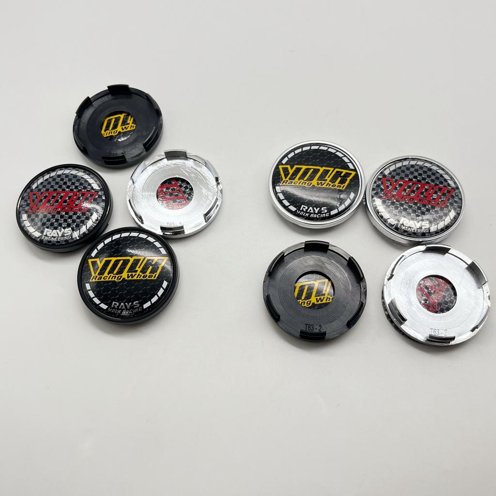 4 Stück T63-2 63mm Für VOLK RAYS Emblem Plakette Auto Radnabenkappen Radnabenmitte Staubschutz Felgenkappen Auto Styling Zubehör