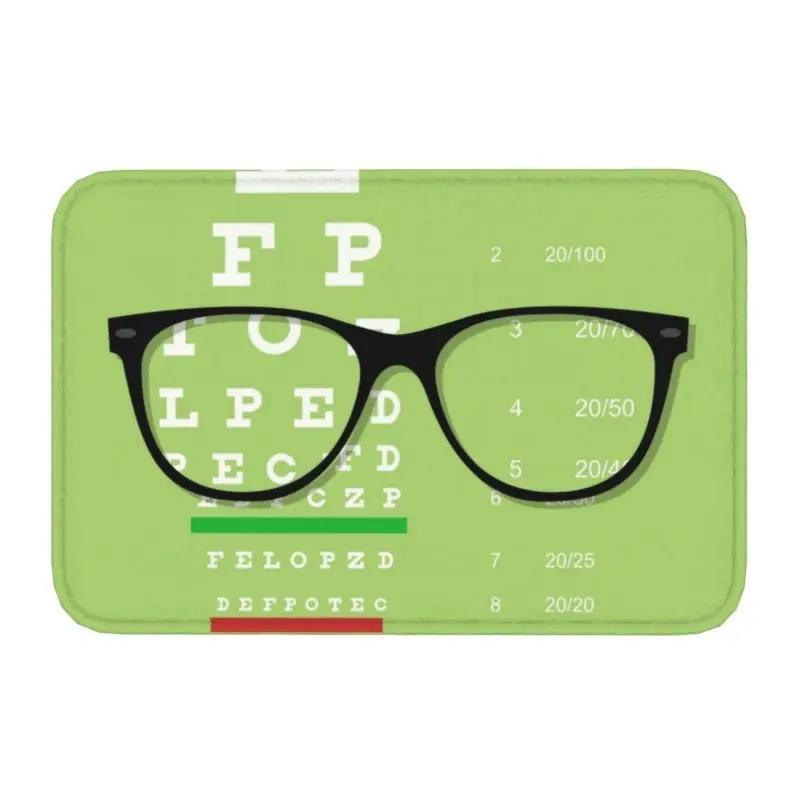 Funny Glasses with Eye Test Chart Doormat Non-Slip Entrance Door Floor Mat Optician Optometrist Living Room Carpet Rug