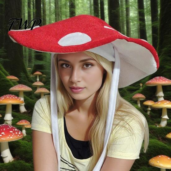 Fun Cosplay Headgear Polka-dot Mushroom Dress Up Hat, Soft Plush Forest Themed Cap Costume Accessory, Creative for Stage Performances Halloween