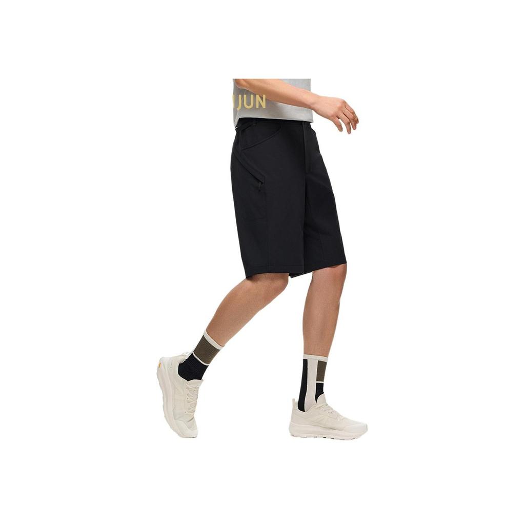 Anta Comfortable Versatile Simple Mid-Waist Zipper Solid Color Breathable Casual Shorts Men Shorts Basic-Black 152520510-3