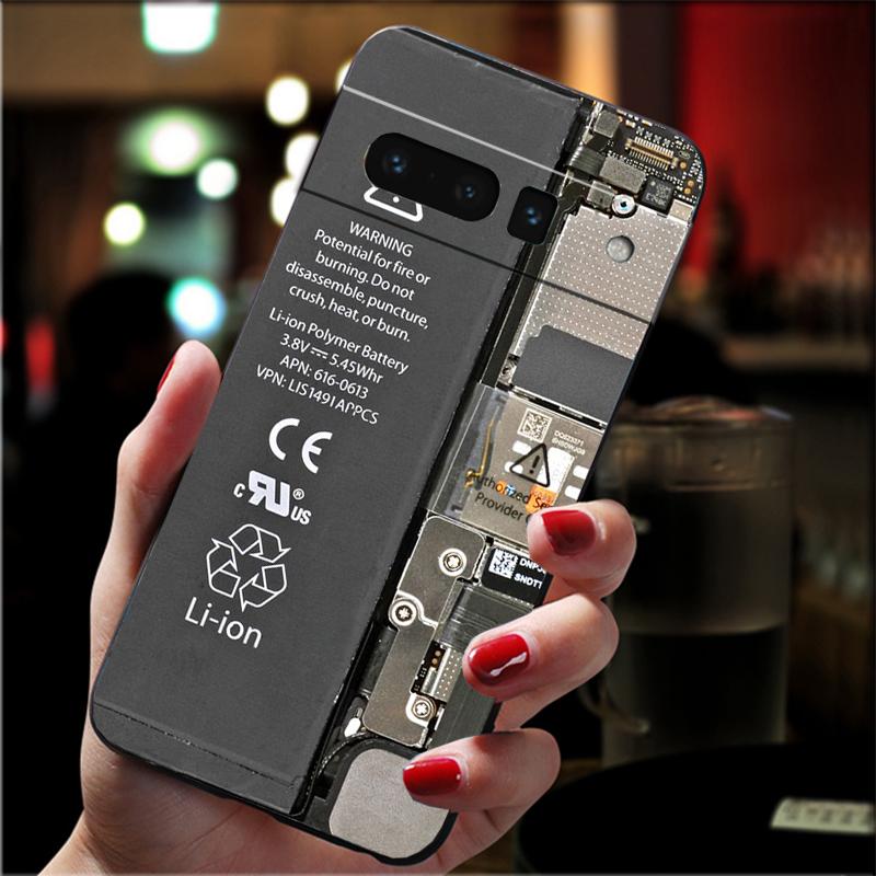 

Phone Case For Google Pixel 10 9 Pro XL 9A 8 7 6 Pro Pixel 8A 7A 6A Pixel 8 7 6 5 Camera Cassette Tape Battery Circuit Google Pixel 6A