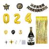 32 Inch 2024 New Year Balloons Set Letter Print Golden Starburst 2024 Number Balloons Party Decorations Set Party Supplies