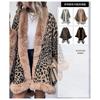 Leopard Print Furry Collar Mid Long Cape Cardigan Shawl Sweater For Women