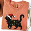Comfort Colors® Cute Cat Christmas Shirt, Cat Mom Christmas Gift, Women's Holiday Shirt, Funny Christmas Cat Shirt, Cat Lover Christmas Gift