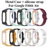 2 IN 1 Metal Protective Case + Soft Silicone Watch Strap Shockproof Anti-Scratch Replacement Wrist Band Bracelet Accessories For Google Fitbit Air