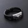Punk Vintage Classic Tiger Leather Braided Stainless Steel Platinum Plated Bangles Men Magnetic Clasp Fashion Jewelry
