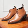 Hand-stitching Leather Men Business Shoes Retro Style Men's Ankle Boots Comfortable Formal Dress Footwear Lace-Up Elegant Botas
