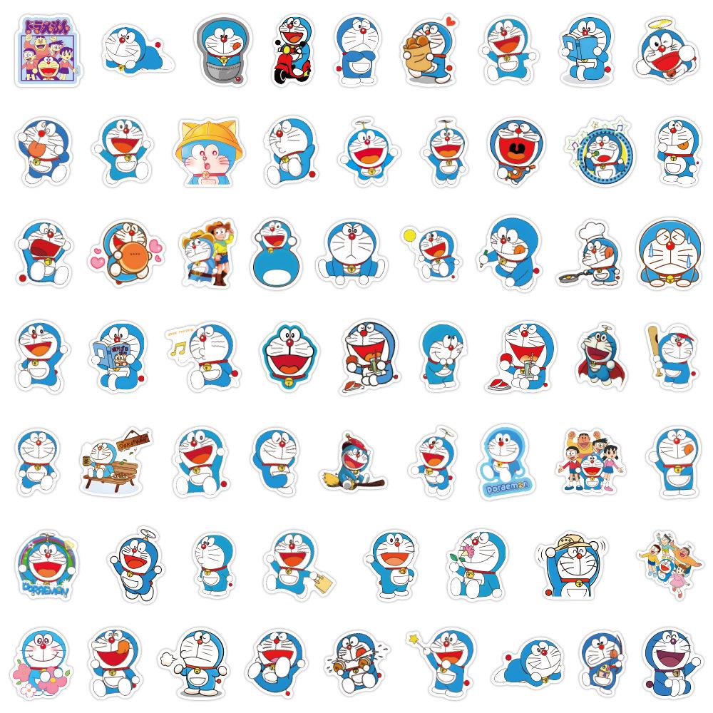

60PCS Doraemon Cartoon Stickers Pack: Cute Robot Cat Graffiti for DIY, Suitcases, Phones, Journals