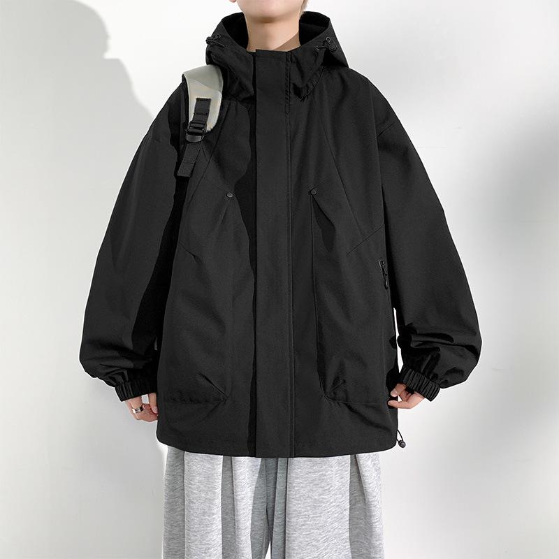 

Men s Spring Plus Size Loose Hooded Jacket Outdoor Windproof Waterproof Sports Jacket M