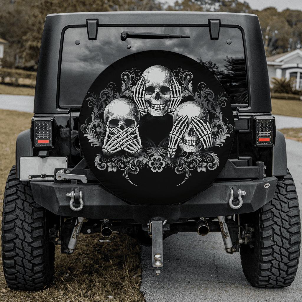 Funny Skulls Halloween Spare Tire Cover Without Backup Camera Hole