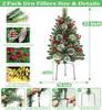 Outdoor Christmas Tree 2 Pack 33' with 50 Lights, 8 Modes Timer, Battery Operated, Pinecones & Berries for Yard, Porch, Planter