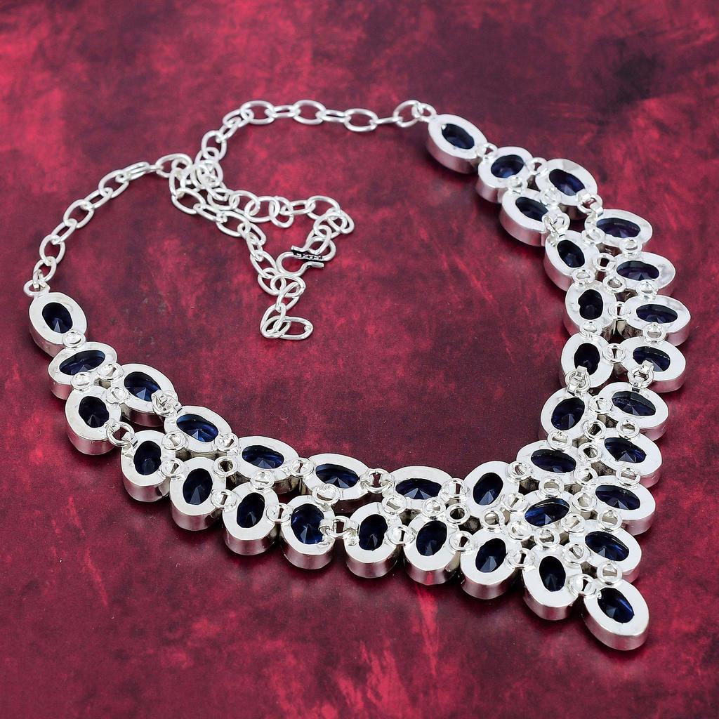 Tanzanite Handmade Gemstone Necklace, 925 Solid Sterling Silver Necklace Antique Jewelry, Adjustable Chain Necklace Engagement Gift