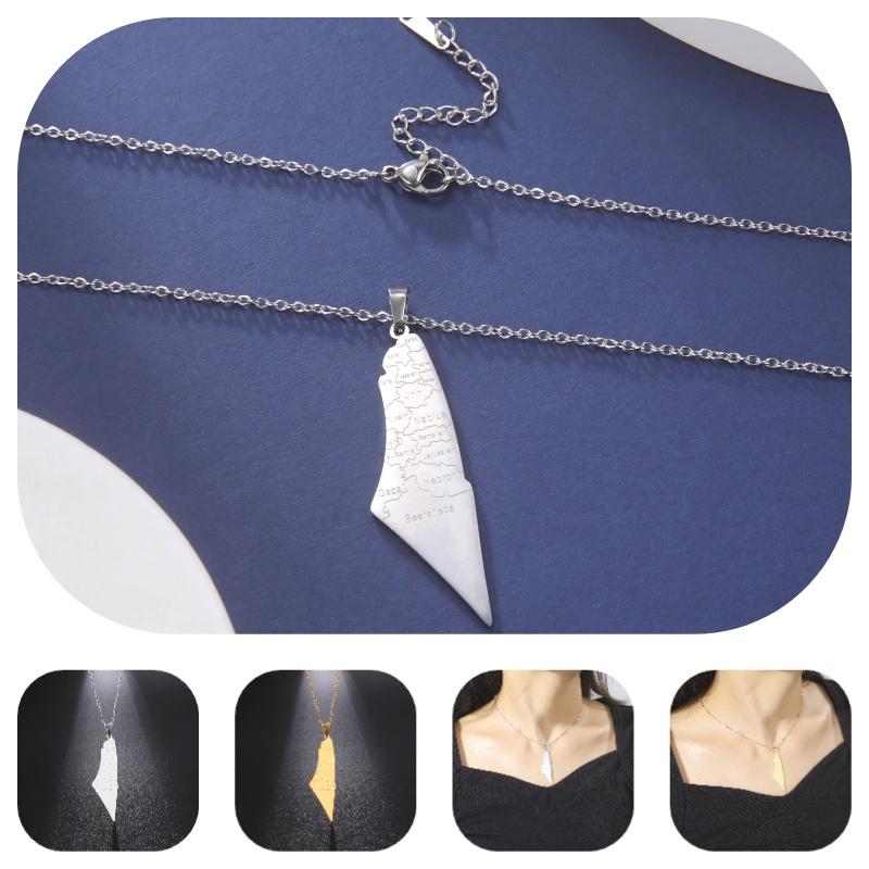 Stilvolle lasergravierte Israel-Karten-Anhänger-Halskette aus 304 Edelstahl