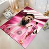 Pink Soccer Theme with Player and "400" Print, Non-slip Rug Suitable for Living Room and Bedroom Sofas.