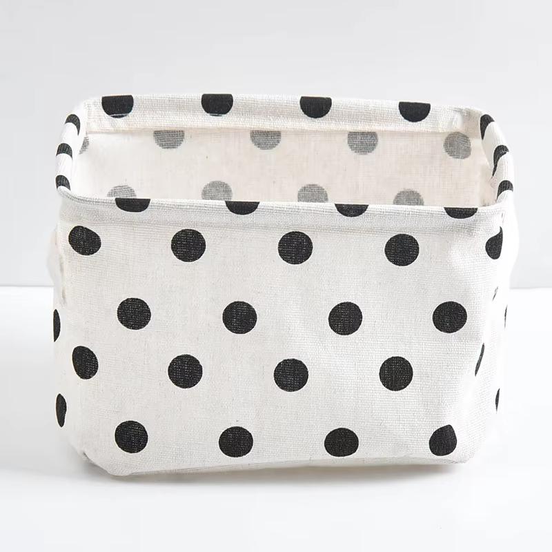 

1Pcs Small Foldable Canvas Storage Basket With Handle Cotton And Linen Desktop Storage Box Small Fresh Waterproof Storage Basket 20x16x14cm