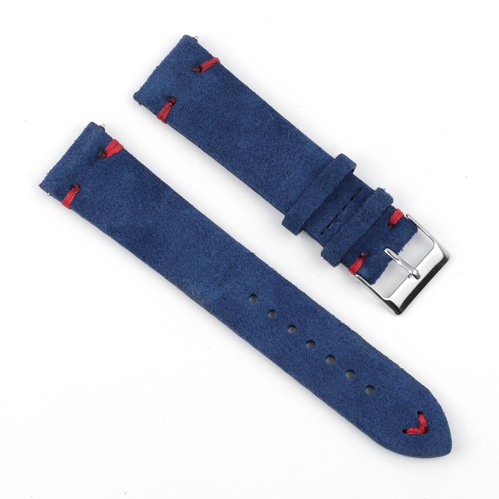 High Quality Vintage Suede Leather Watch Straps Blue Watch Bands Replacement Strap for Watch Accessories 18mm 20mm 22mm 24mm