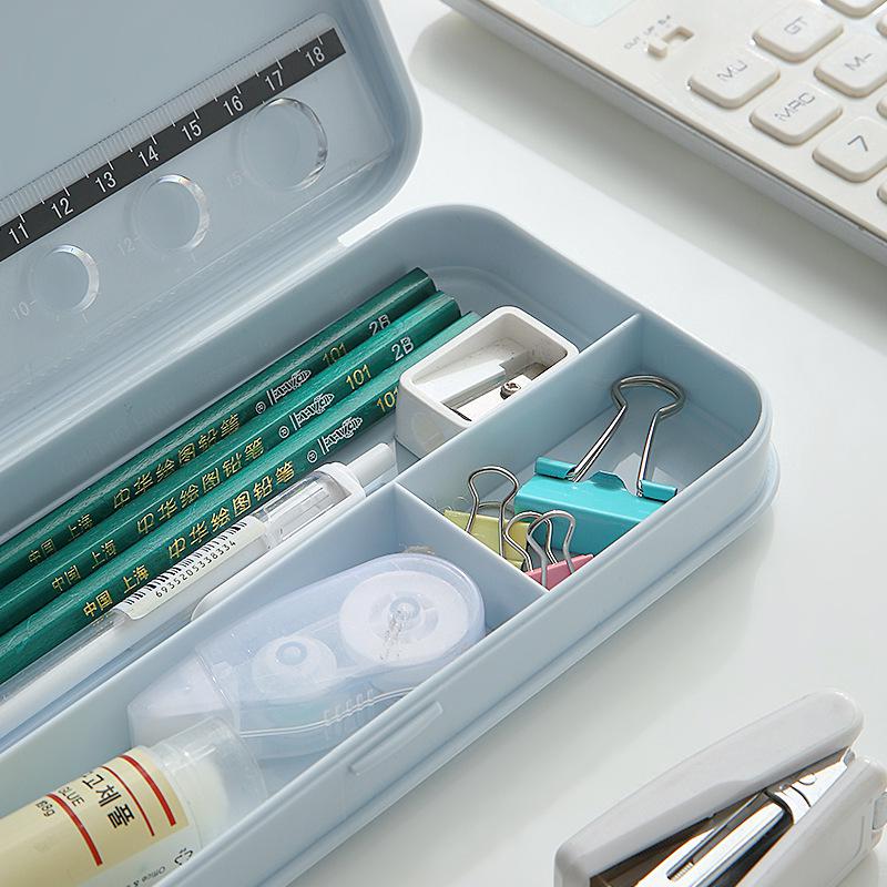 MUJI Style Frosted Stationery Box: Large Multi-functional Waterproof PP Plastic Pencil Case with Compartments