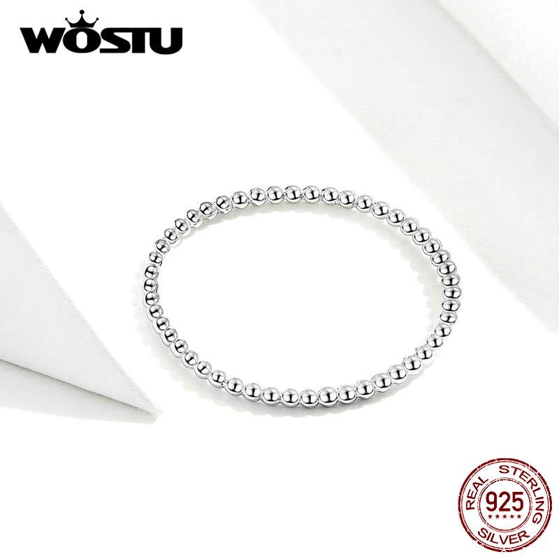 WOSTU 100% Real 925 Sterling Silver Rings New Desgin Simple Stylish Shape Rings Hot Fashion S925 Jewelry CQR574