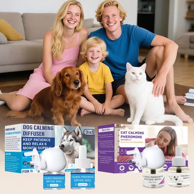 Pet Calming Diffuser, 3 In1 Pet Pheromones, Relaxing Pheromones For Pet Relief Stress Anxiety Reduce Aggression Barking, 1 Diffuser 2 Refill(48ml*2)
