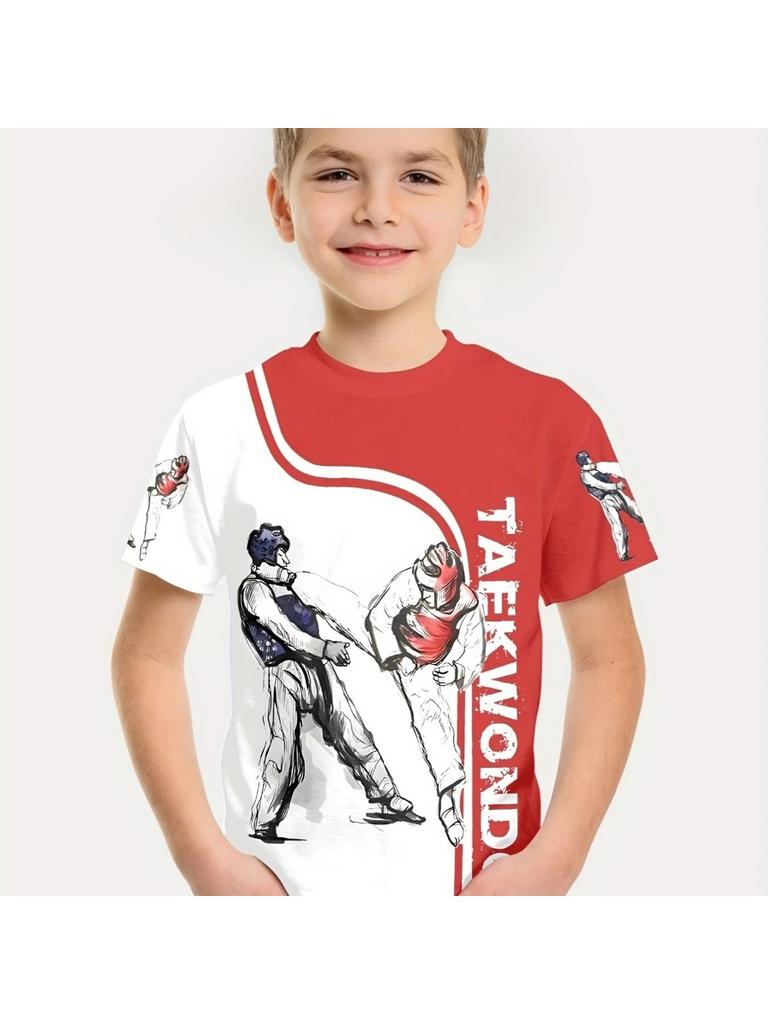 Summer Taekwondo 3D Print Kids Boys Clothes Casual Short Sleeve Children T-Shirt Clothes Stylish Outdoors