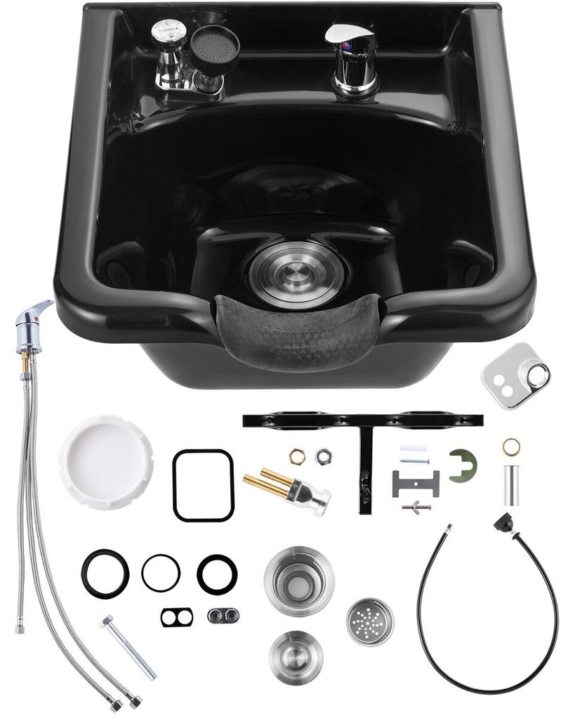 Shampoo Bowl Black ABS Plastic Salon and Spa Hair Sink Beauty