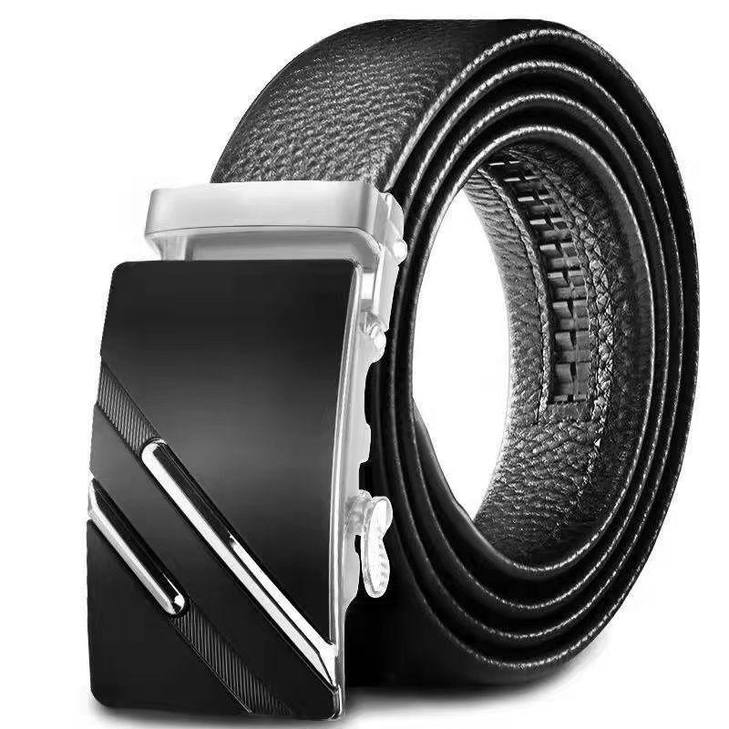 Trendy Youth & Middle-Aged Men's Genuine Leather Automatic Buckle Belt - Korean Style for Casual & Business Wear