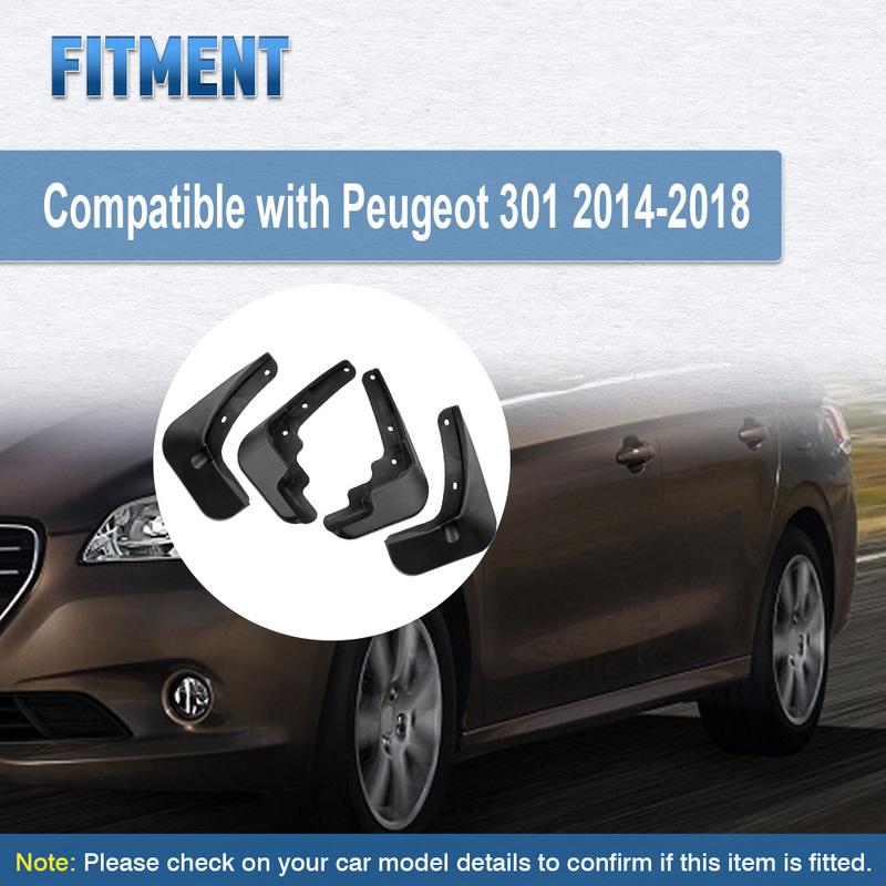 Wheel Guard Mudguards Car Mud Flaps Splash Guard Mud Flaps Black for Peugeot 301 2014-2018