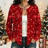 Women's Fashion Christmas Print Long Sleeve Cardigan - Holiday Open Front Knit Sweater for Winter Outfits
