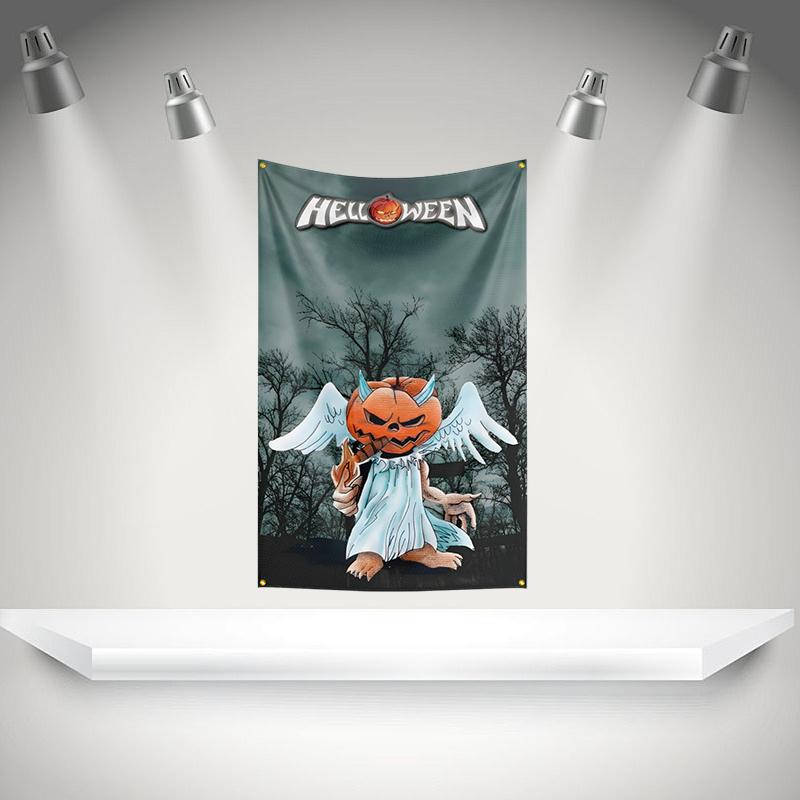 H-HELLOWEEN Flag Rock Music Band Banner HD Printing Tapestry Exhibition, Music Band Fans, Garage Decor