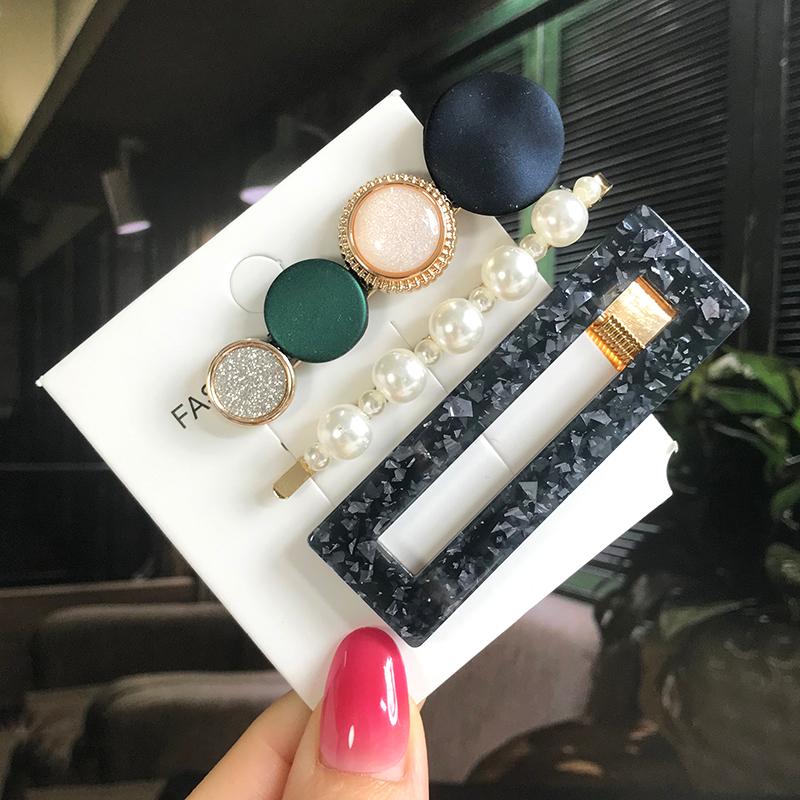 Fashion Hair Pins Side Clip Set Sweet Acrylic Waterdrop Hair Barrettes For Women Girls Korean Geometric Hair Accessories Jewelry