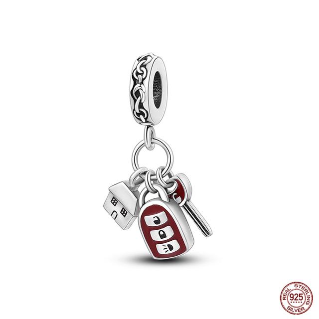 New 925 Sterling Silver Red Color Series Heart Shape Charms Beads Lucky Jewelry Gifts