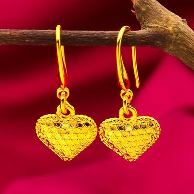 Vietnam Sand Gold Heart Hook Earrings - Women's Fashion Jewelry, New Style