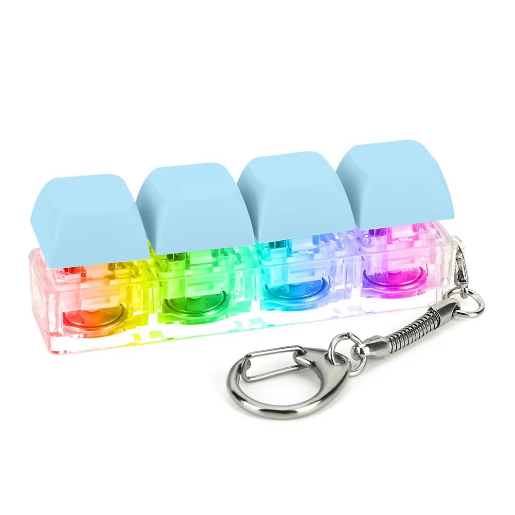 4 Keys Button Keycap Fidget Keychain Keyboard Key Toy Keyboard Clicker Toy Keyboard Cube Toy for Adult Gifts To Relief Pass Time