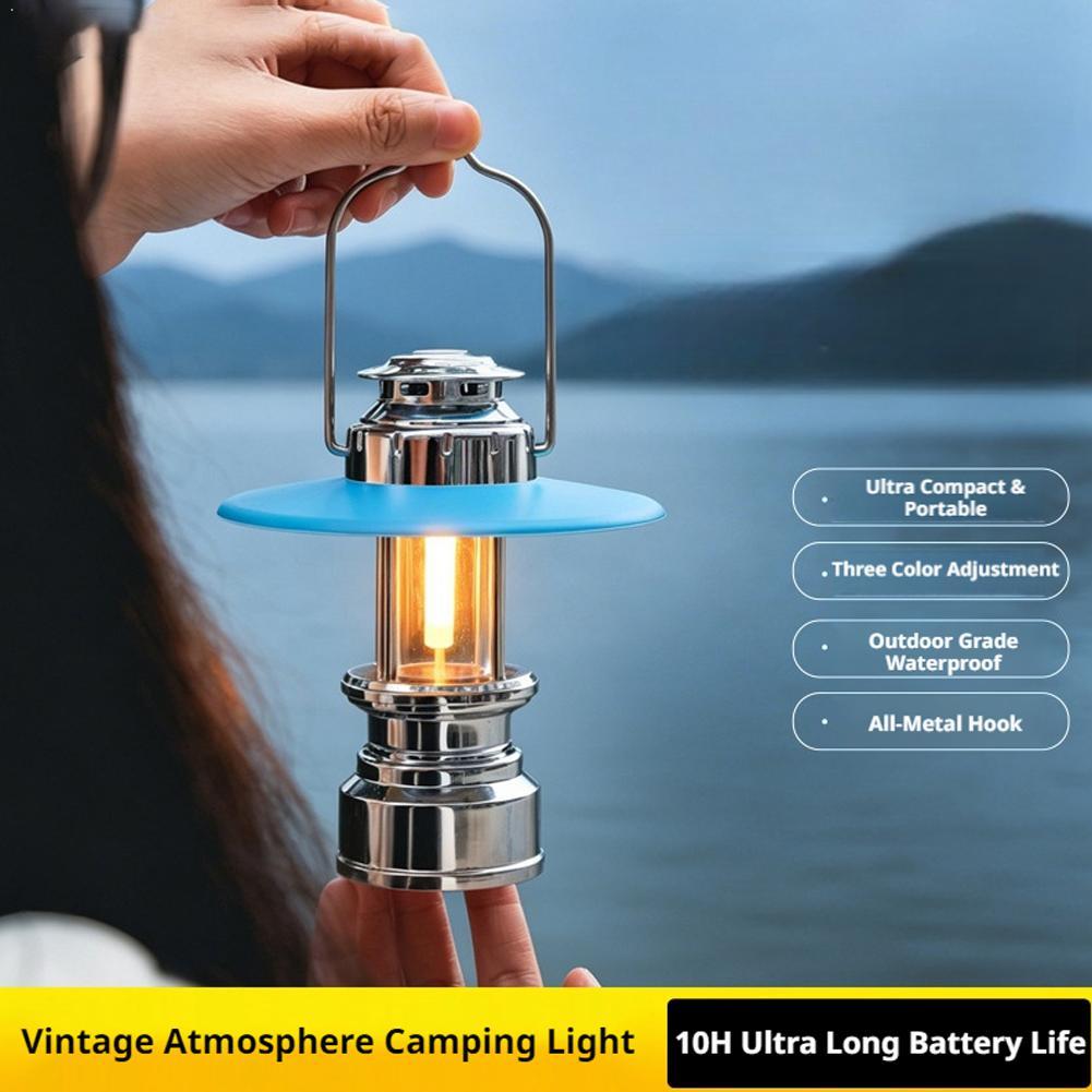 High-end Camping Tent Vintage LED Lantern Portable Handheld Emergency Charging Lamp Stylish Atmosphere Lighting For Outdoor