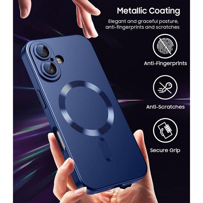Coque de Protection - E.F.Connection - pour iPhone 17 Pro - avec Cercle Magnétique Bleu Marine - 2 Vitre