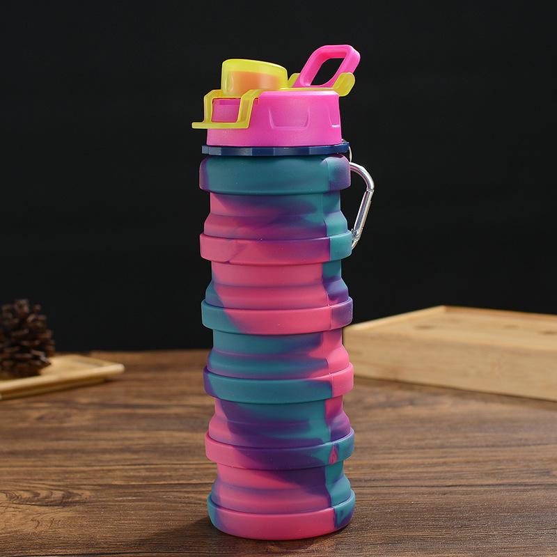 Compact Silicone Foldable Water Bottle - 500ml Portable Sports Bottle for Outdoor Activities