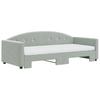 Extendable Daybed with Mattresses Light Grey 90x190 Cm Velvet