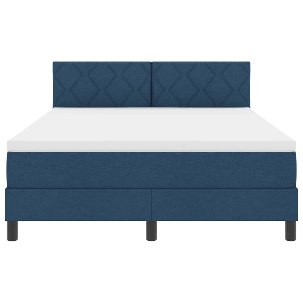 Box Spring Bed with Headboard Blue 160 X 200 Cm Fabric