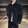 Suede Autumn Jacket for Men's Spring and Autumn New Trendy Slim Body Clothes Leather Jacket Lapel Jacket for Men