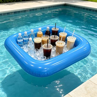Aufblasbare Eisbar Quadratischer Getränkehalter Pool Schwimmtiere Tablett Salat Getränkekühler Eimer