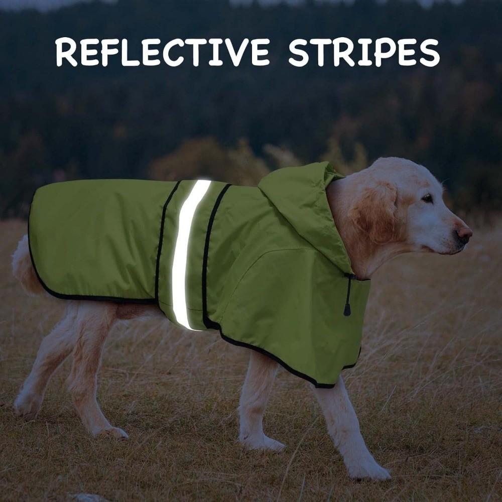 Reflective Strip Dog Rain Cloak High Visibility Pet Fluorescent Clothes Pet Rain Jacket  Bulldog