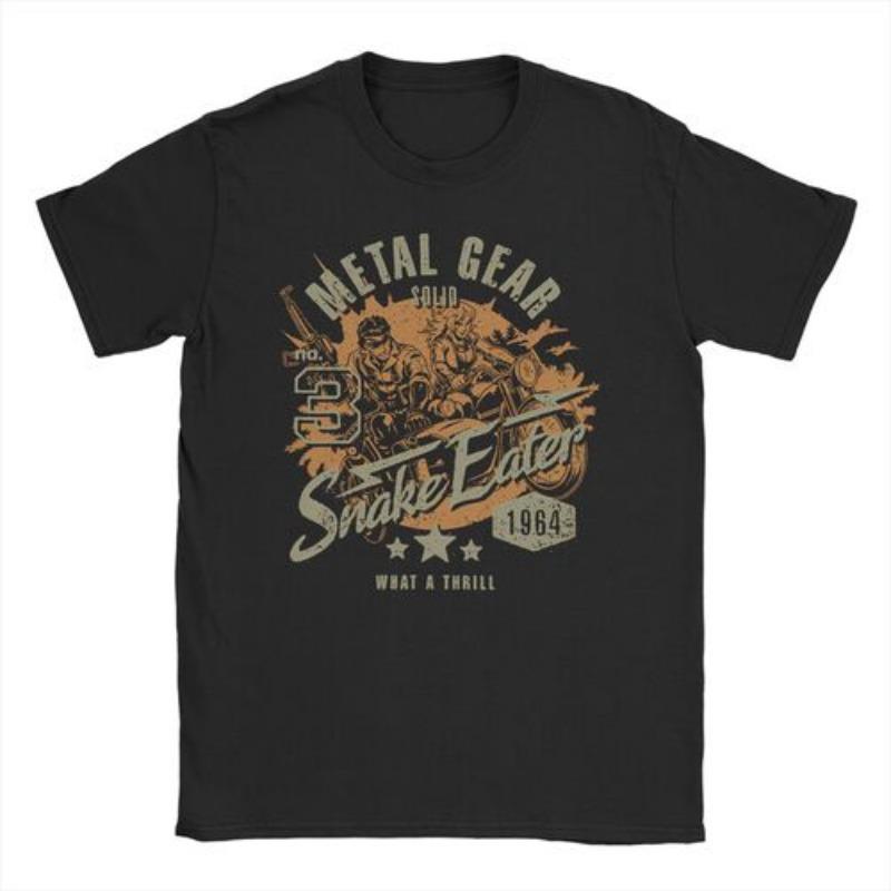 Herren Damen MGS1 Solid Snake Spiel T-Shirt Metal Gear Baumwolle Oberteile Lustige Kurzarm Rundhals T-Shirts Klassische T-Shirts