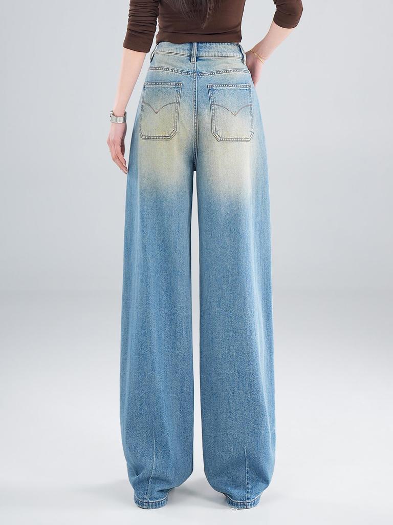 Spring 2026 Hot Diamond Women’s High Waist Straight Wide-Leg Jeans, Slimming, Anti-Wrinkle, Casual Fit.