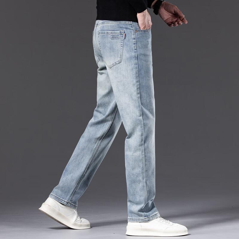 DK Men's Premium Spring/Autumn Loose Straight-Leg Stretch Jeans